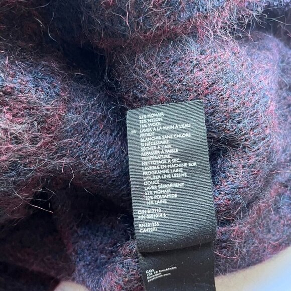 COS NAVY BURGUNDY MOHAIR WOOL BLEND FUZZY SHIFT SWEATER DRESS - S - Picture 11 of 11